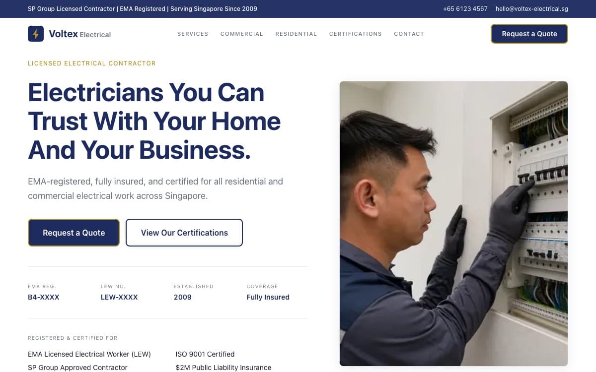 Electrical website preview